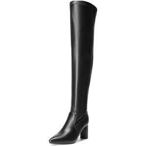 DREAM PAIRS Women's Over The Knee Stretch Thigh High Boots Chunky High Heels